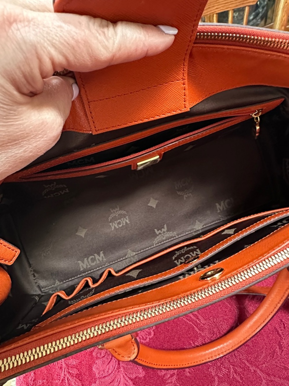 MCM Orange Leather 2-Way Bag - Picture 4 of 4